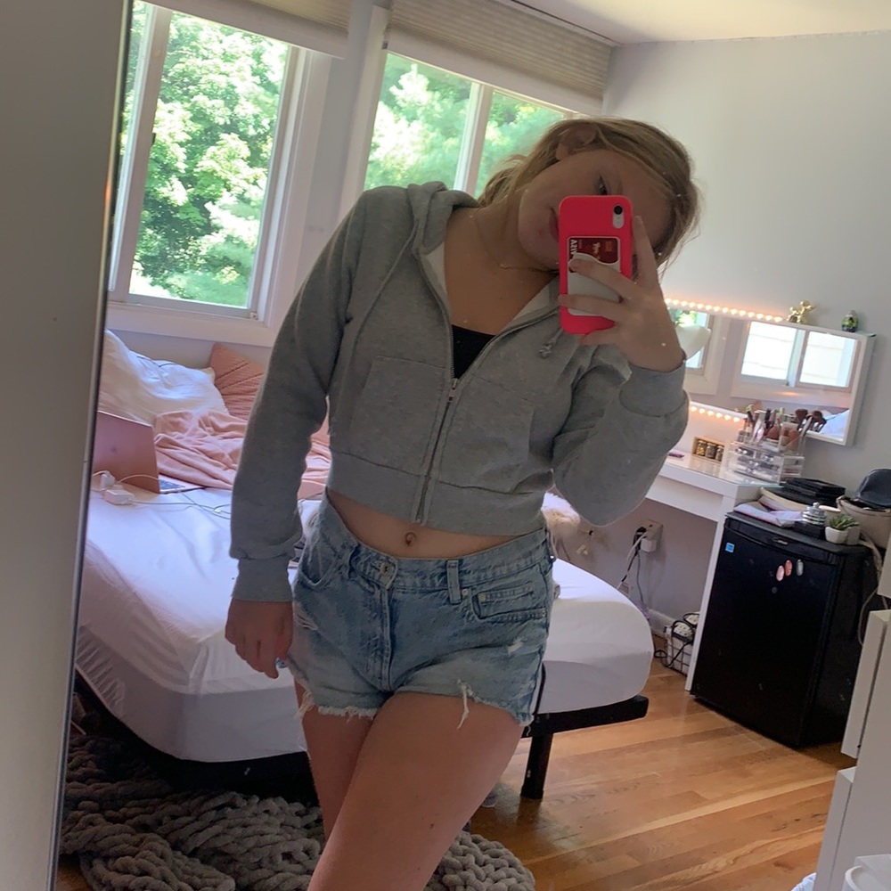 Brandy cropped grey zipp up